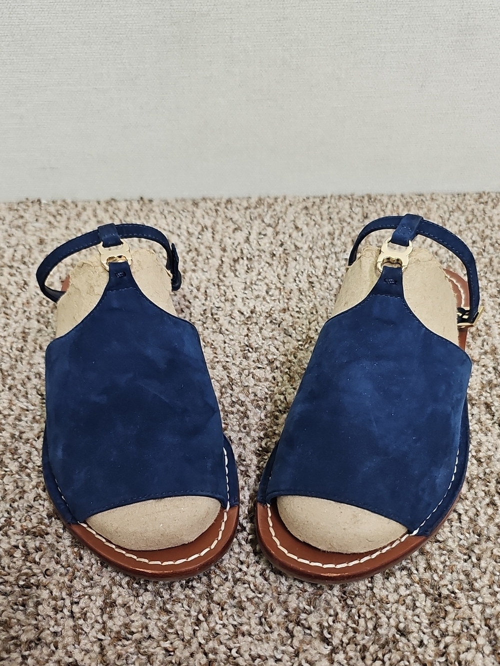 TORY BURCH GEMINI BLUE SUEDE SANDALS BFPM-09-143